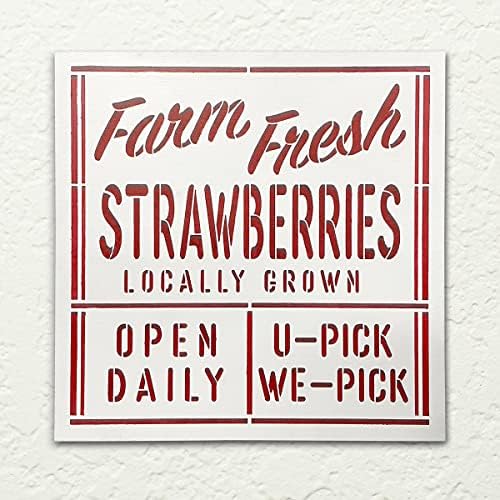 חווה תותים טריים סטנסיל מאת Studior12 | שוק האיכרים | מלאכה DIY DIY FARMOUSE HOUSE DEKER | צבע